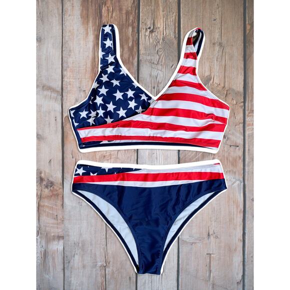 Molliwater Other - New XL American Flag USA Bikini Swimsuit Stars & Stripes Patriot Patriotic Beach